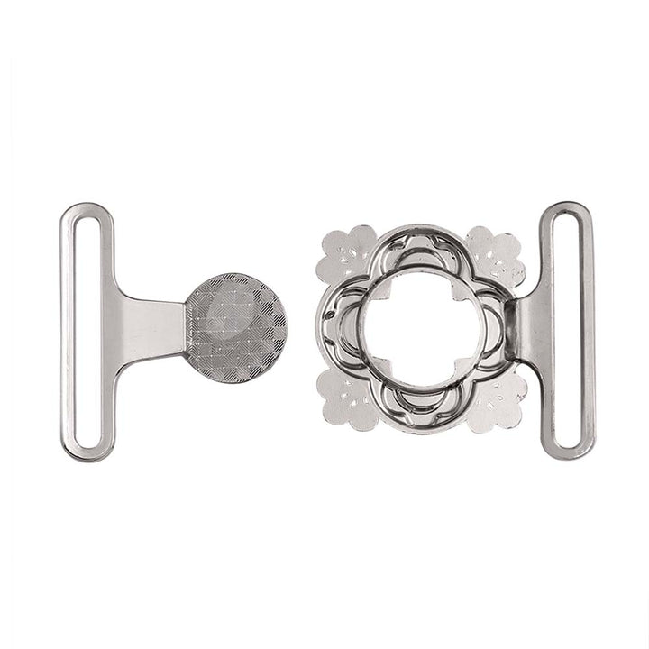 Shiny Floral Frame Style Closure Clasp 2 Part Belt Buckle