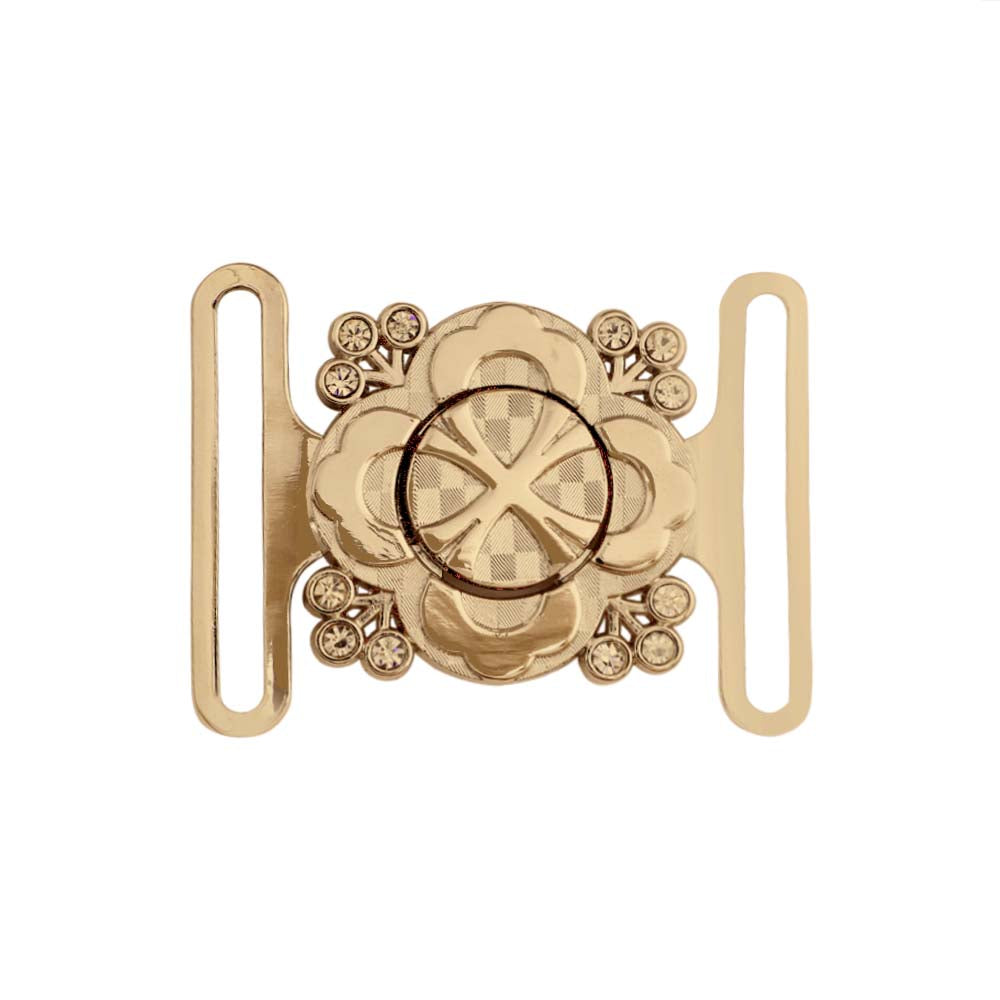 Shiny Gold Color Floral Frame Style Closure Clasp 2 Part Belt Buckle