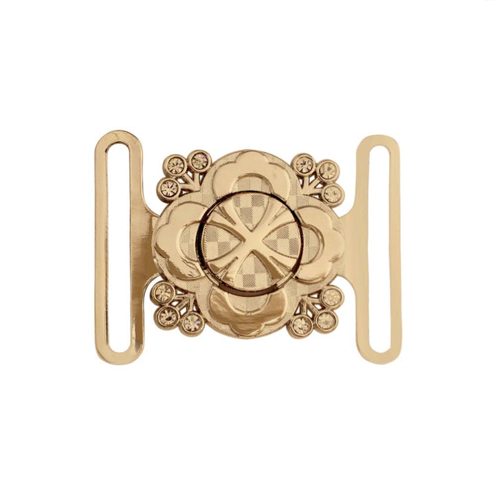 Shiny Gold Color Floral Frame Style Closure Clasp 2 Part Belt Buckle
