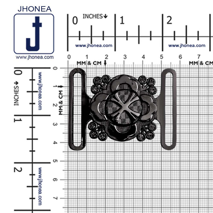 Shiny Floral Frame Style Closure Clasp 2 Part Belt Buckle