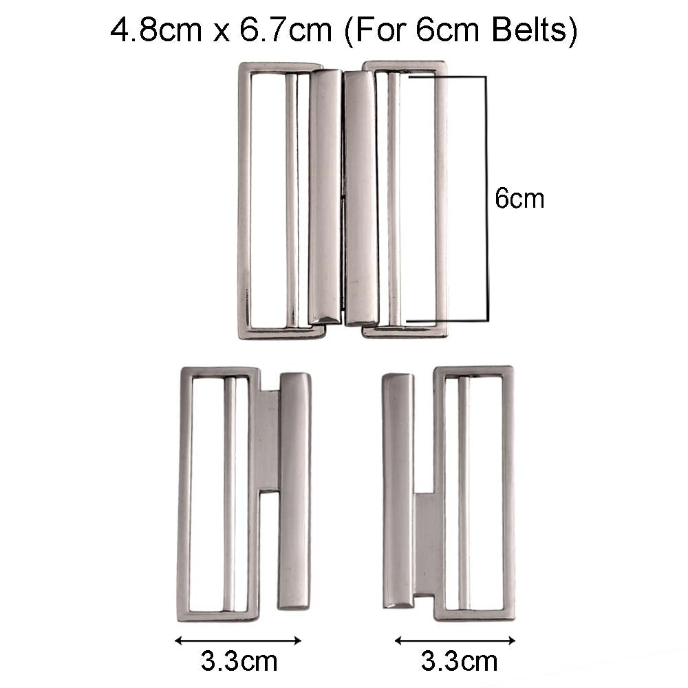 Striking Geometric Structure Shiny 2 Part Clasp Belt Buckle in Shiny Silver Color