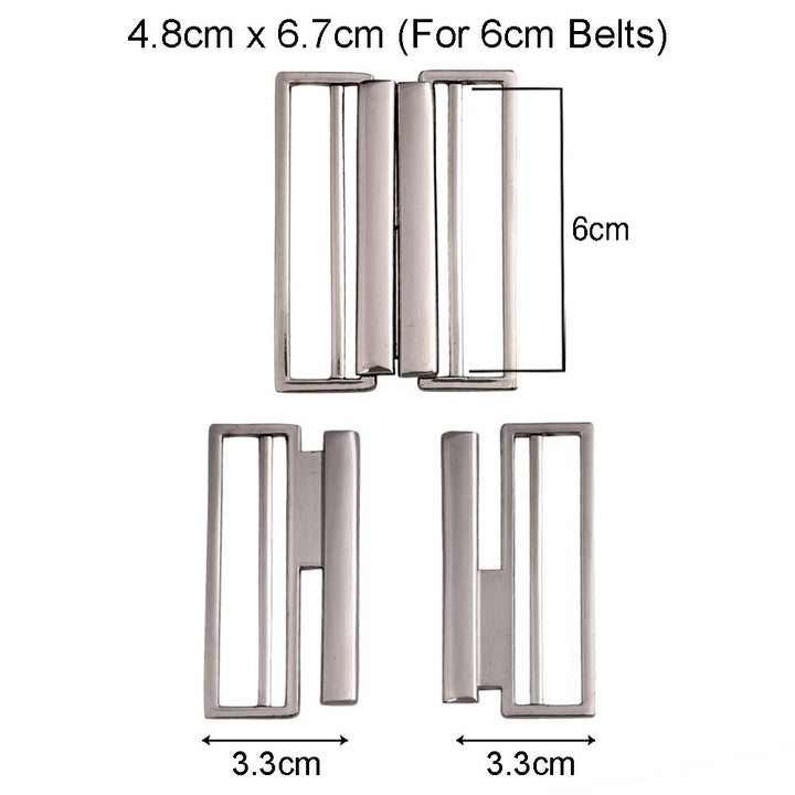 Striking Geometric Structure Shiny 2 Part Clasp Belt Buckle in Shiny Silver Color