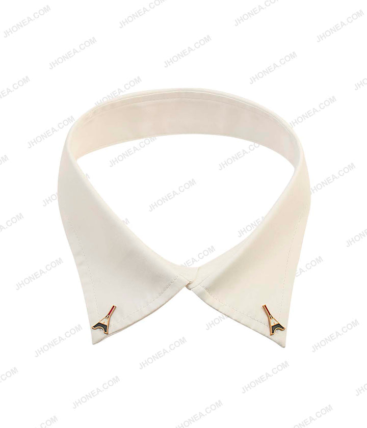 Tri-Color Eiffel Tower Shape Shirt Collar Tips Brooch Pin