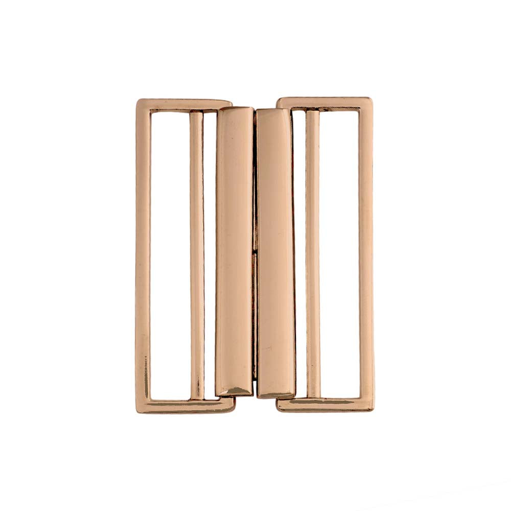Striking Geometric Structure Shiny 2 Part Clasp Belt Buckle in Shiny Gold Color