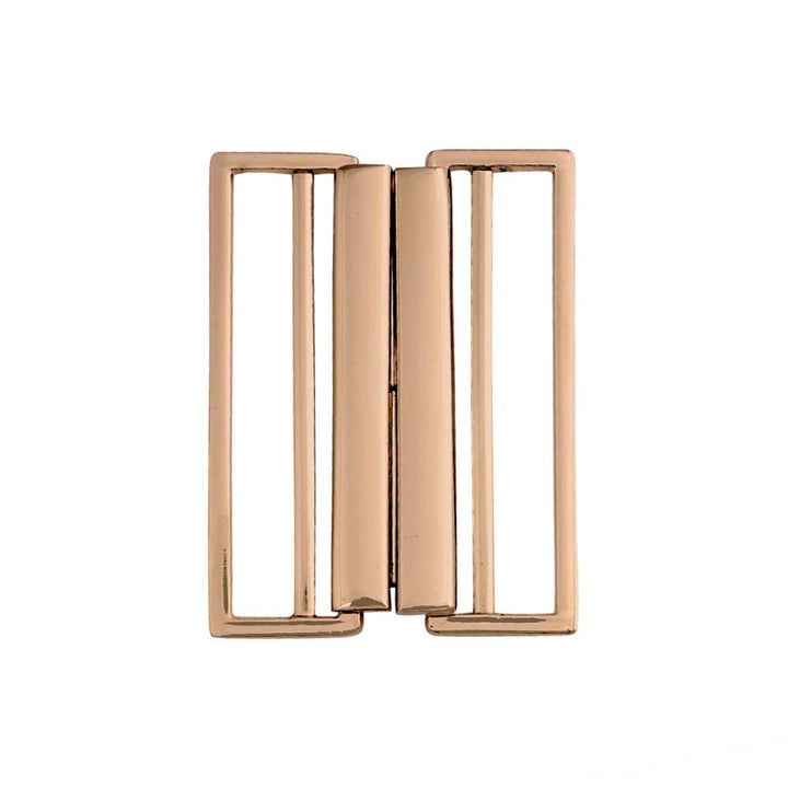 Striking Geometric Structure Shiny 2 Part Clasp Belt Buckle in Shiny Gold Color