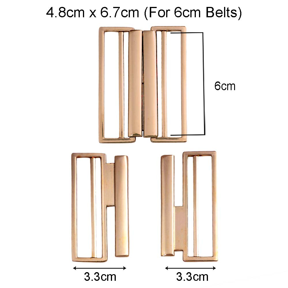 Striking Geometric Structure Shiny 2 Part Clasp Belt Buckle in Shiny Gold Color