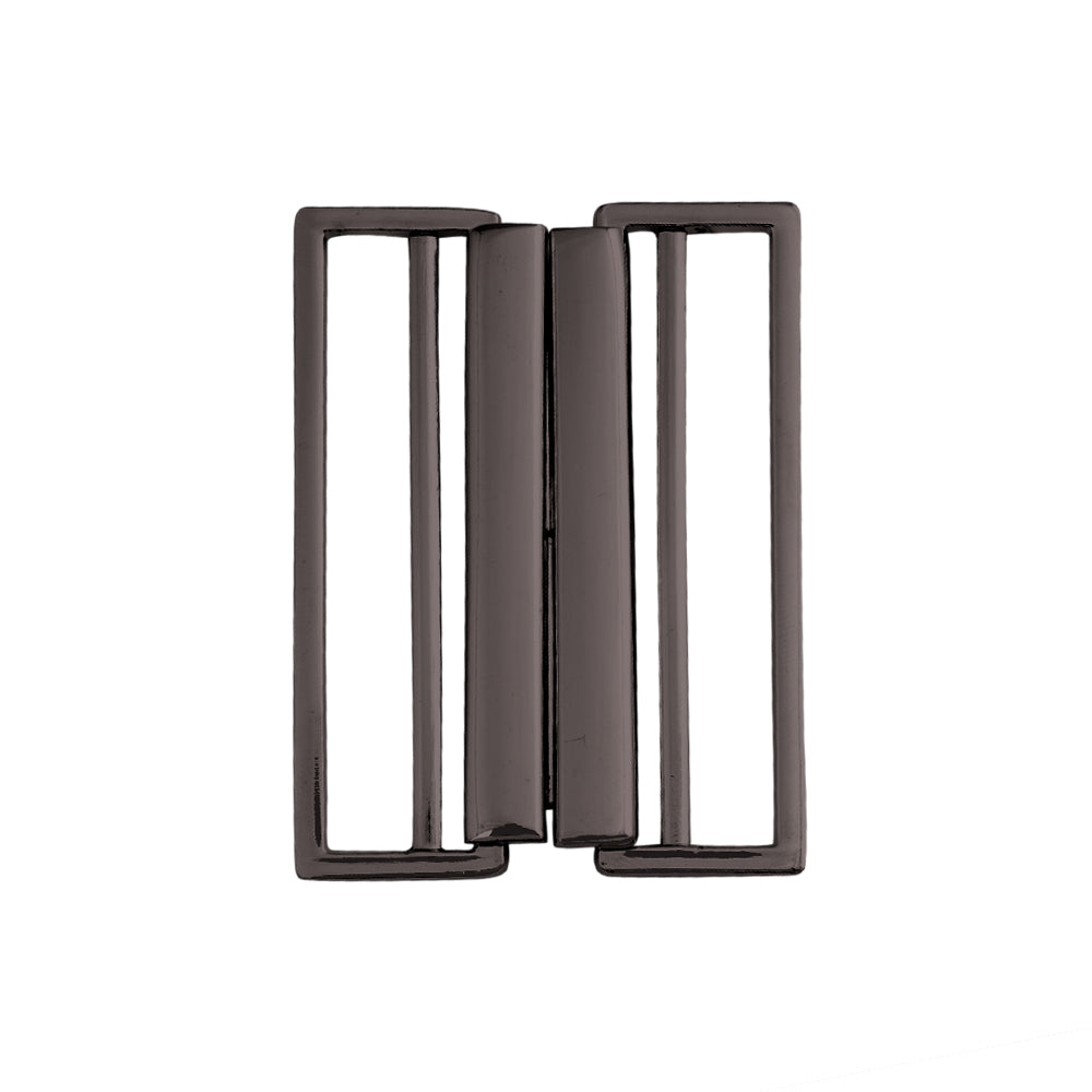 Striking Geometric Structure Shiny 2 Part Clasp Belt Buckle in Shiny Black Nickel (Gunmetal) Color