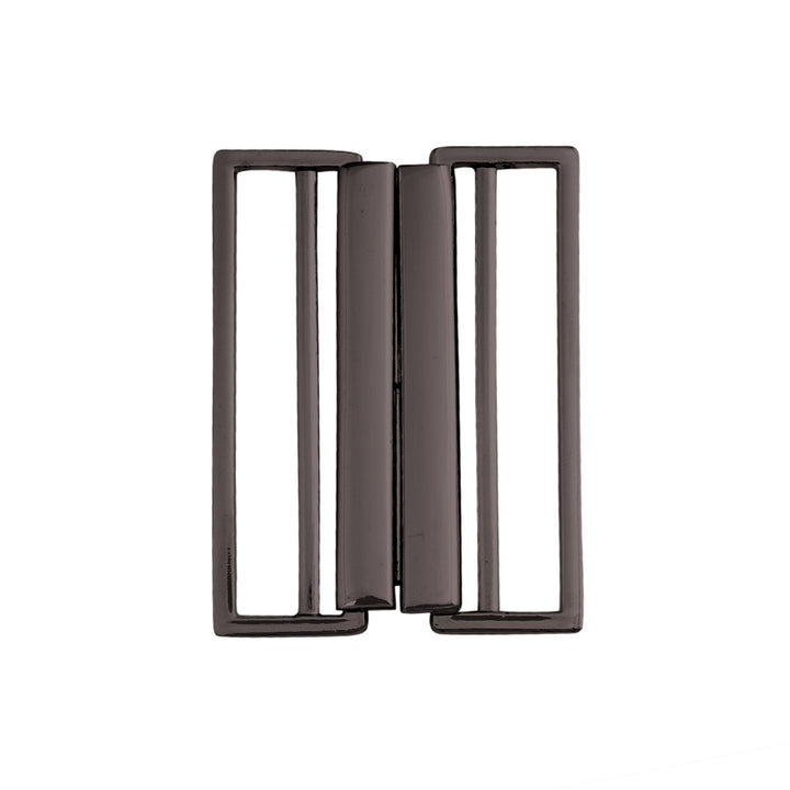 Striking Geometric Structure Shiny 2 Part Clasp Belt Buckle in Shiny Black Nickel (Gunmetal) Color