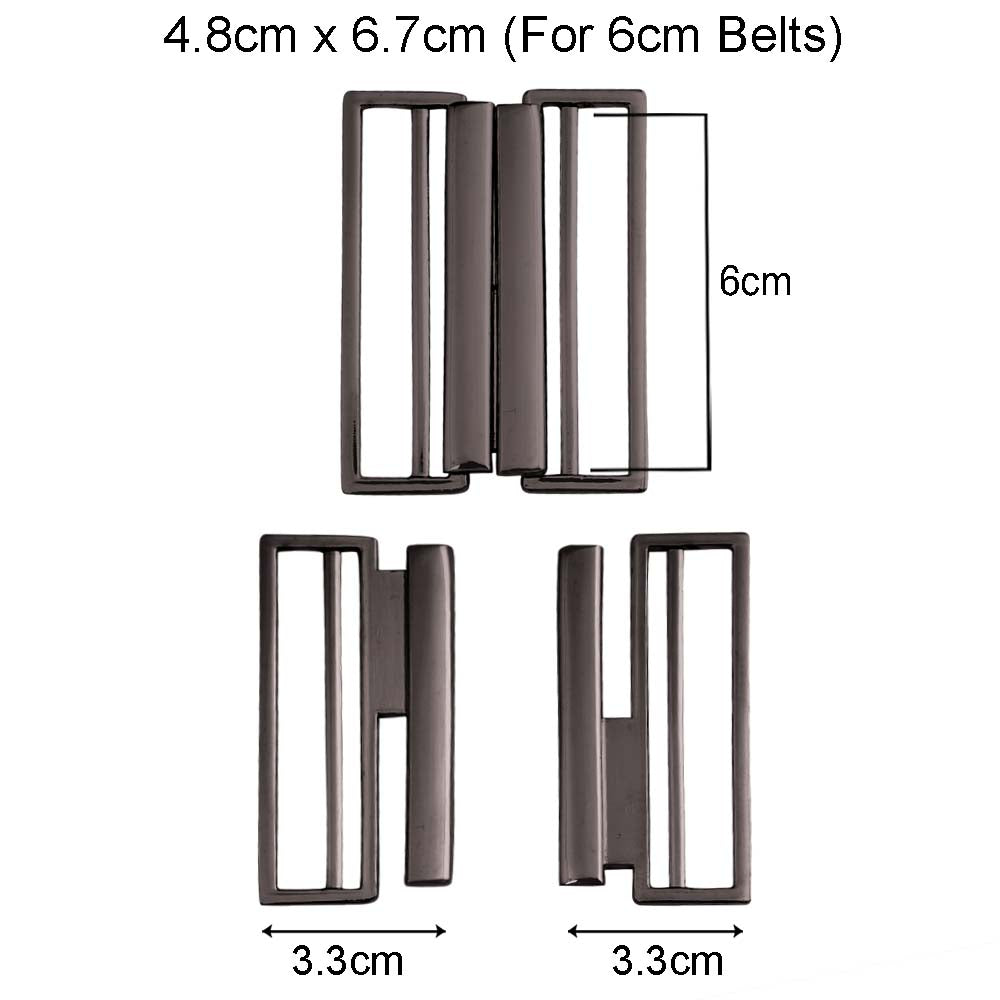 Striking Geometric Structure Shiny 2 Part Clasp Belt Buckle in Shiny Black Nickel (Gunmetal) Color