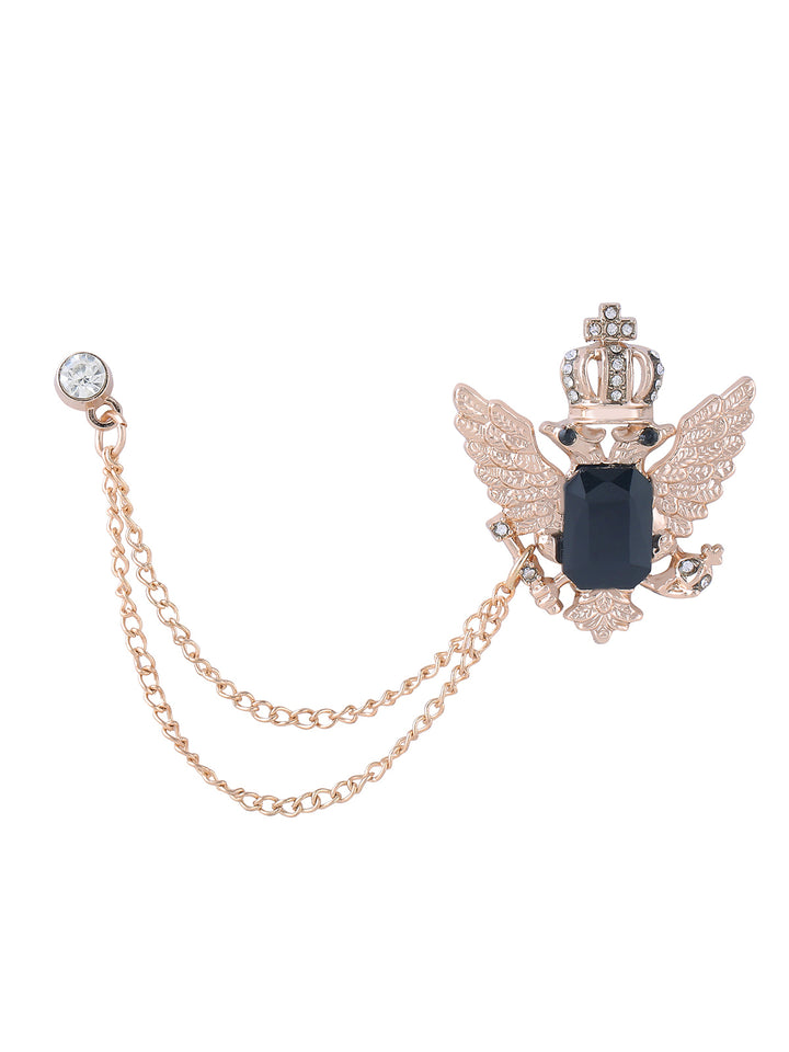 Ferocious Rising Crown Phoenix Chain Brooch in Golden Color