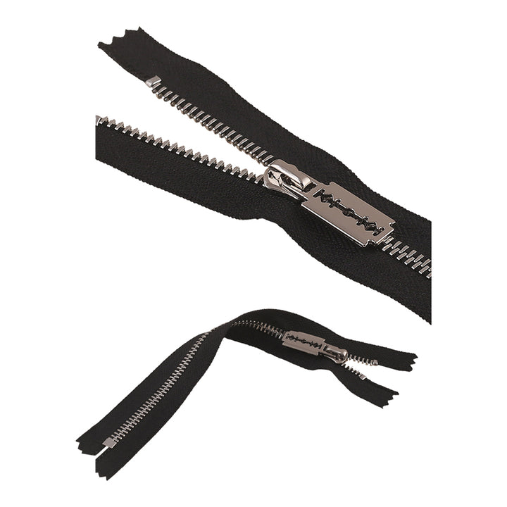 #5 Funky Shiny Silver Closed-End Metal Zipper with Blade Runner