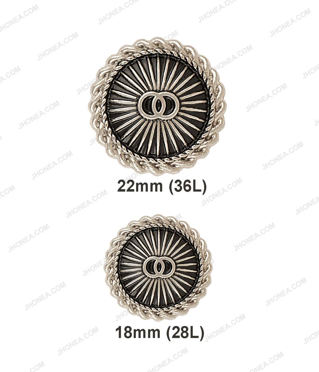 Accented Border Antique Silver Metal Shank Buttons for Men/Women