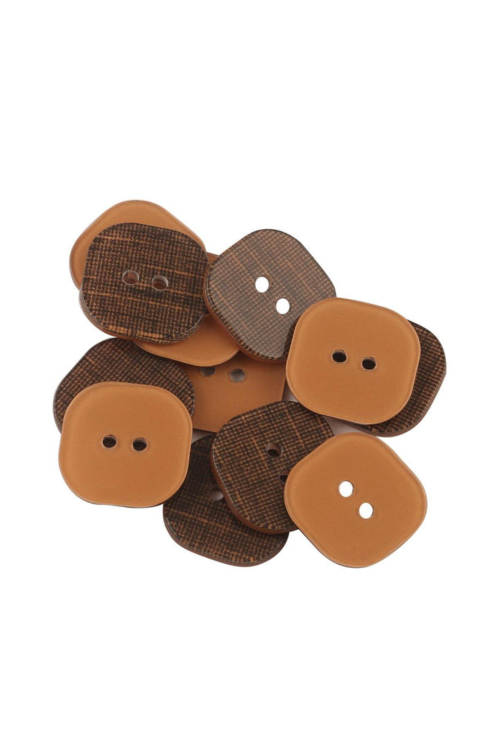 Square Shape Dark Brown Colour 2-Hole Flat Acrylic Button