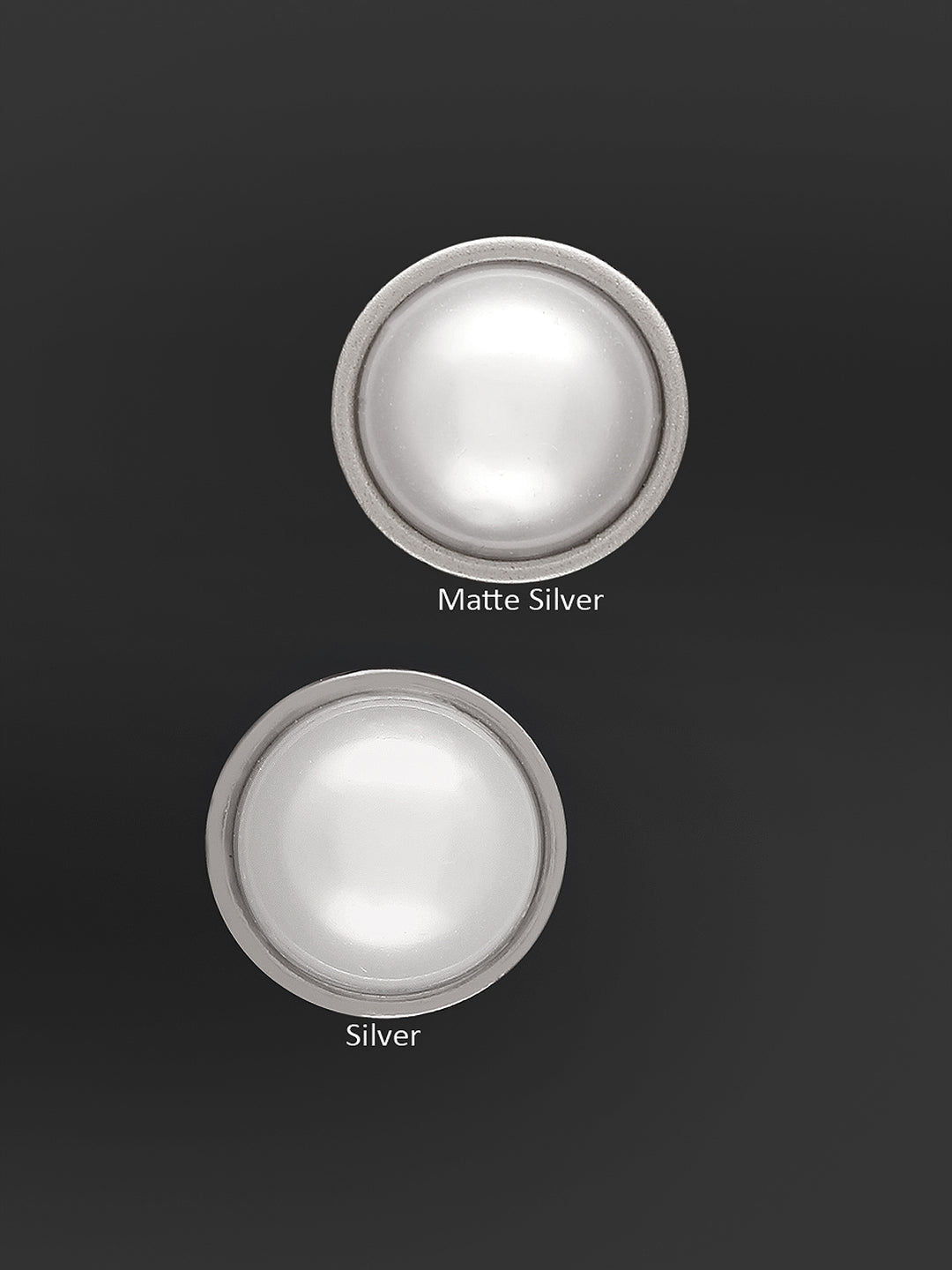 Shiny Silver & Matte Silver Round Shape Pearl Button