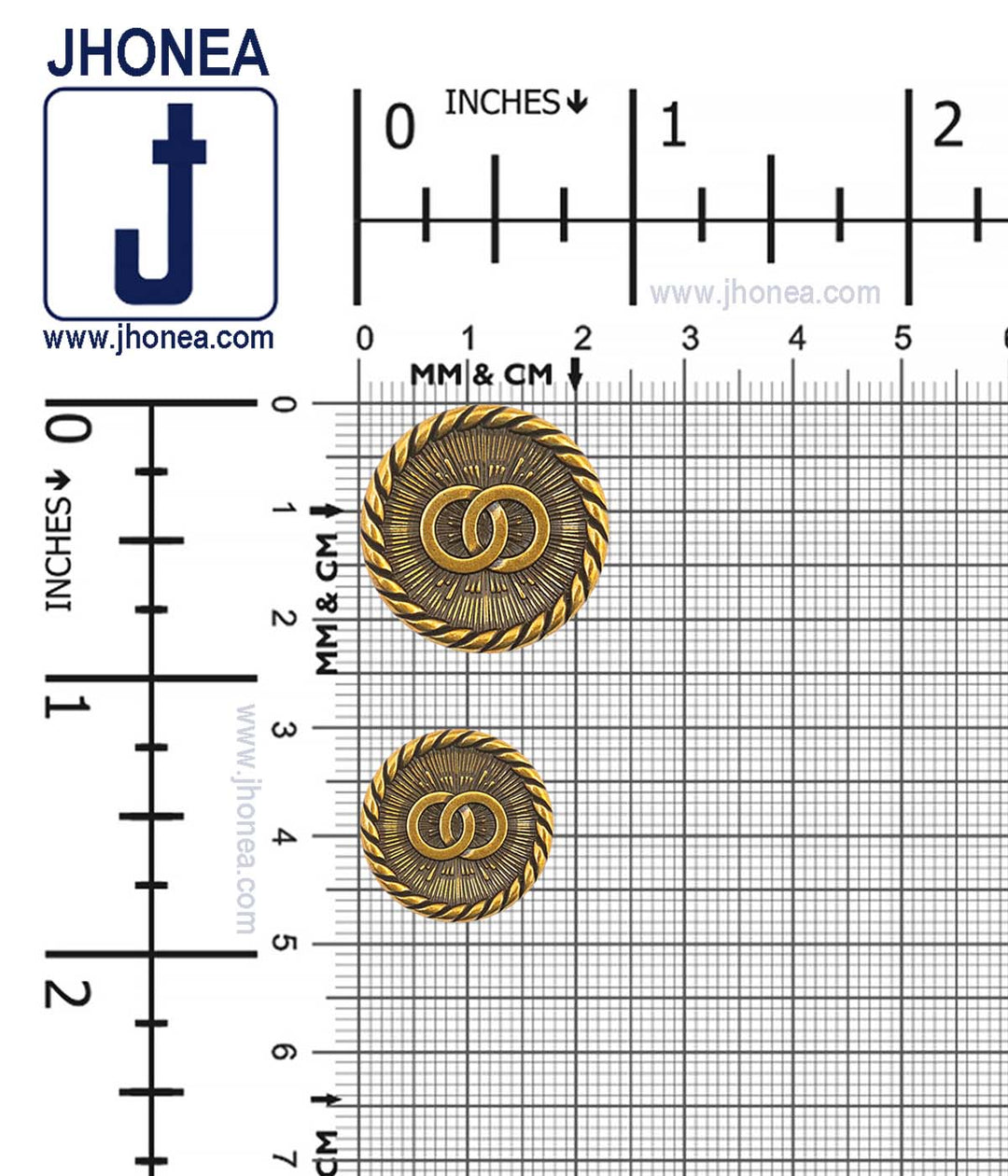 Rope Rim Edge Antique Gold Metal Buttons for Prince Coat