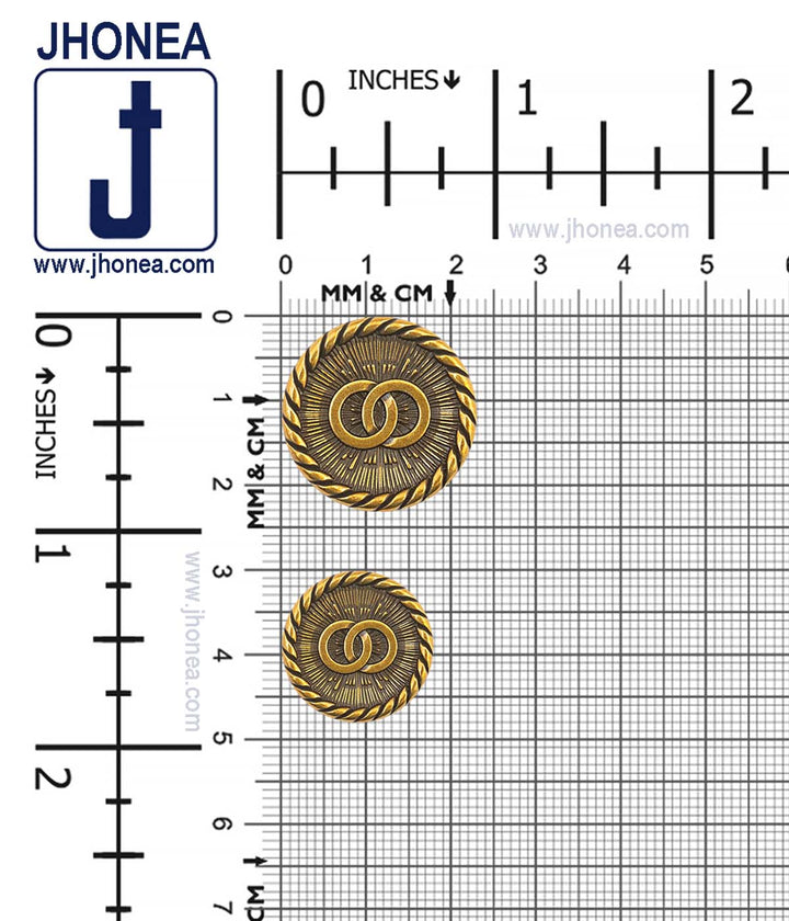 Rope Rim Edge Antique Gold Metal Buttons for Prince Coat