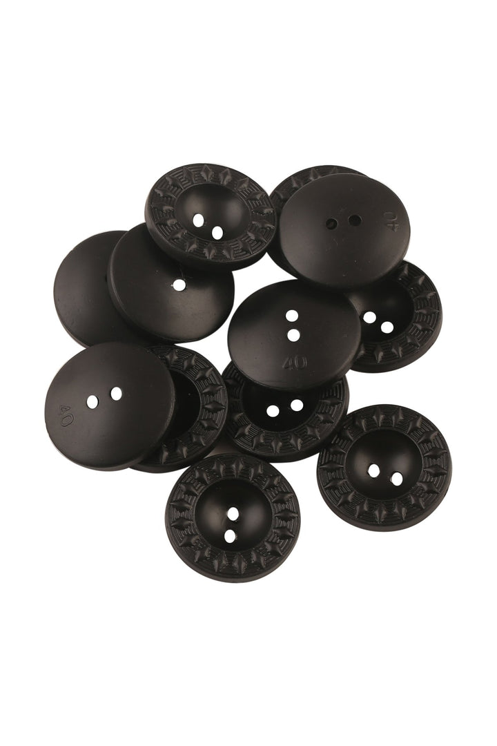 Round Shape Matte Black 2-Hole Hollow ABS Button