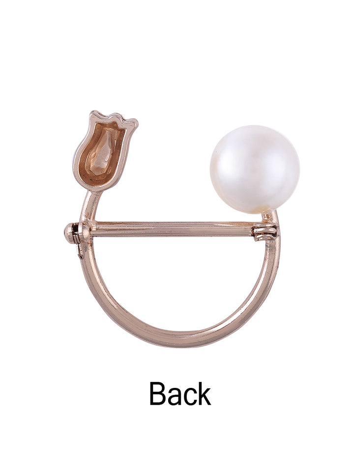 Elegant Fashionable Pearl Rose Flower Fashion Brooch Pin