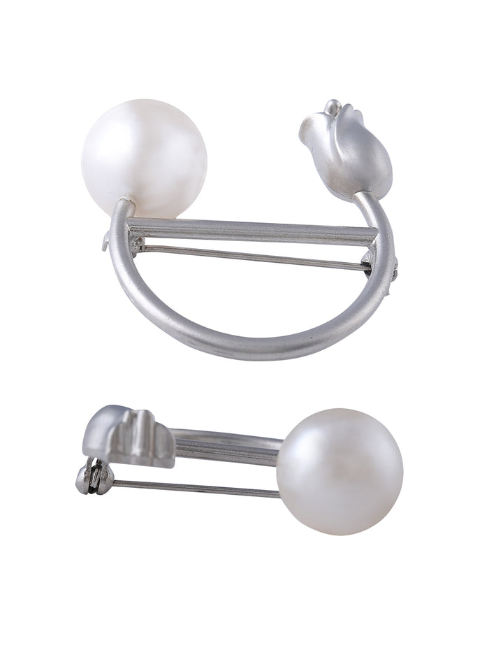 Elegant Fashionable Pearl Rose Flower Fashion Brooch Pin