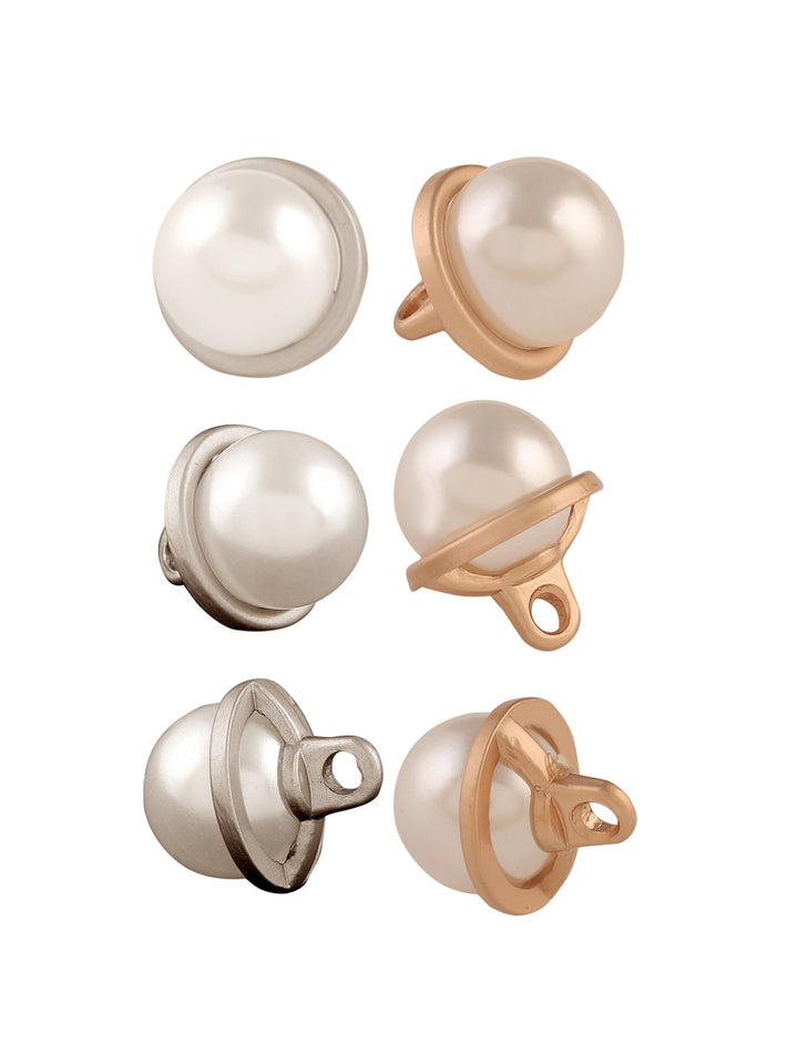 Matte Gold & Matte Silver Round Shape Pearl Metal Button