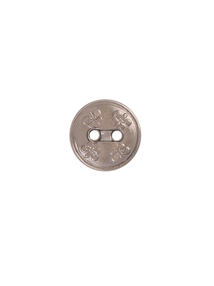 Floral Design Engraved 2-Hole Gunmetal Shirt Button