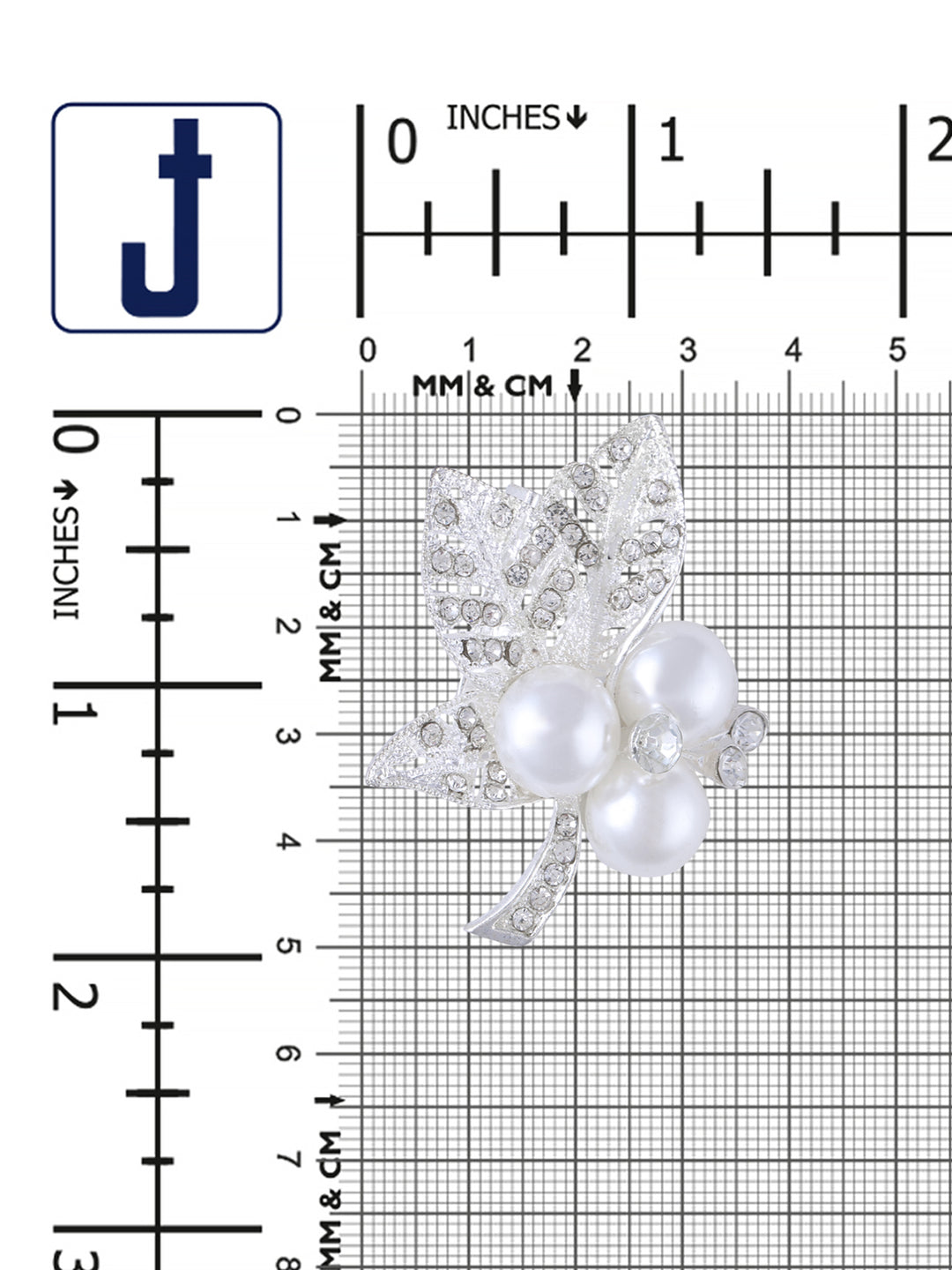 Sparkling Diamond & Pearl Leaf Shape Brooch