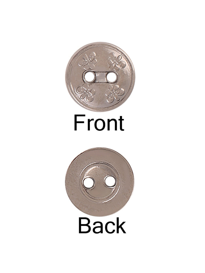 Floral Design Engraved 2-Hole Metal Shirt Buttons