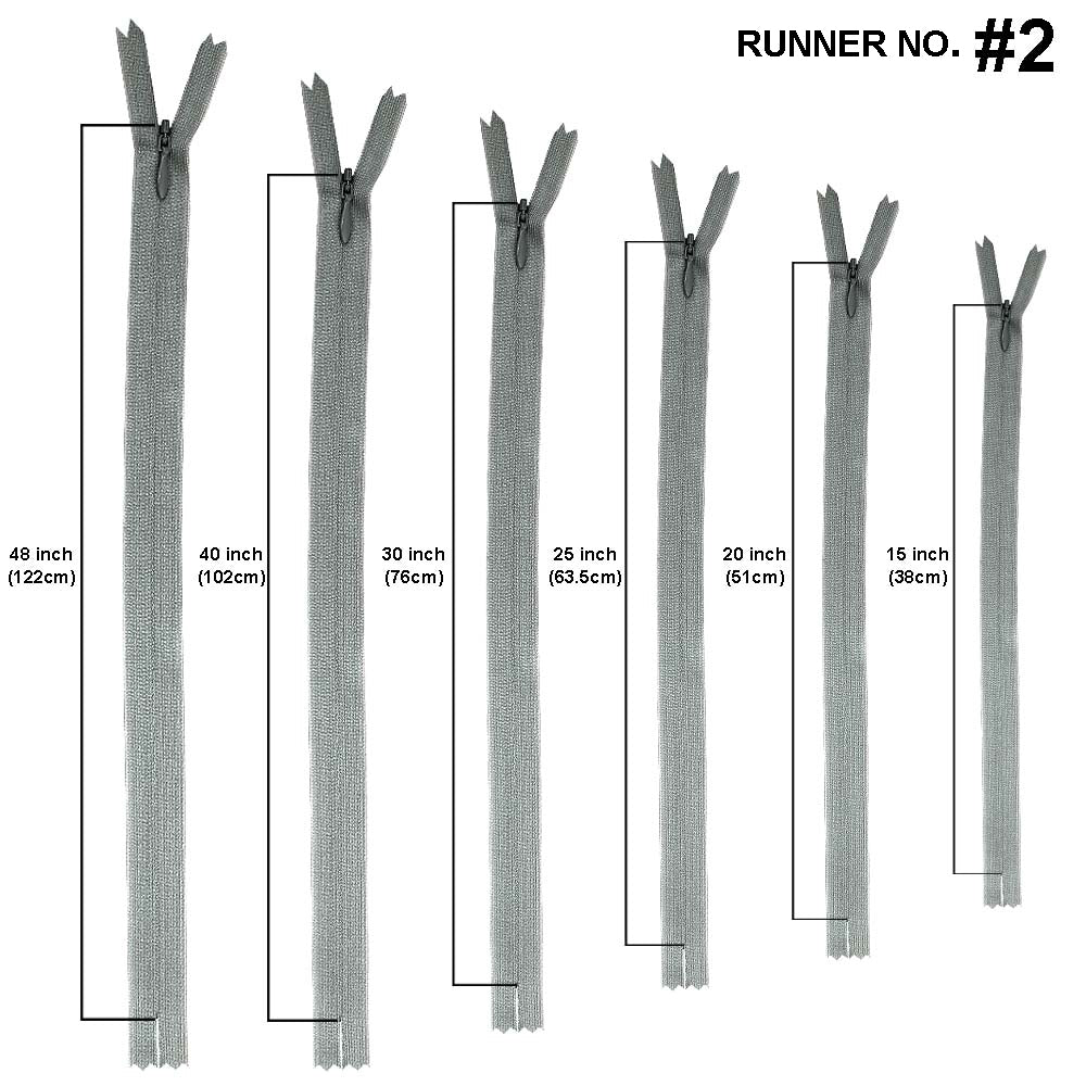 YKK- #2 Tailor's Choice Invisible Concealed Closed-End YKK Zipper in Light Grey Colour