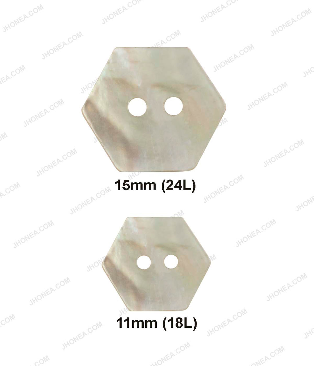 Hexagon Shape Iridescent Rainbow Color 2-Hole Natural Buttons
