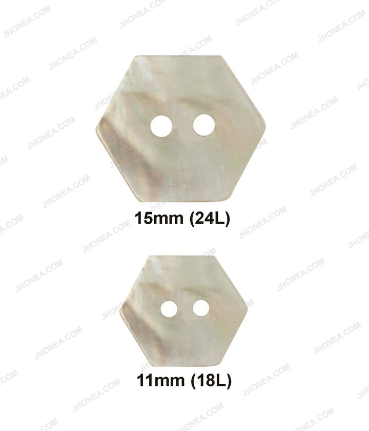 Hexagon Shape Iridescent Rainbow Color 2-Hole Natural Buttons