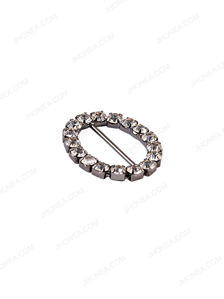 2cm Oval Shape Sparkling Diamond Buckle
