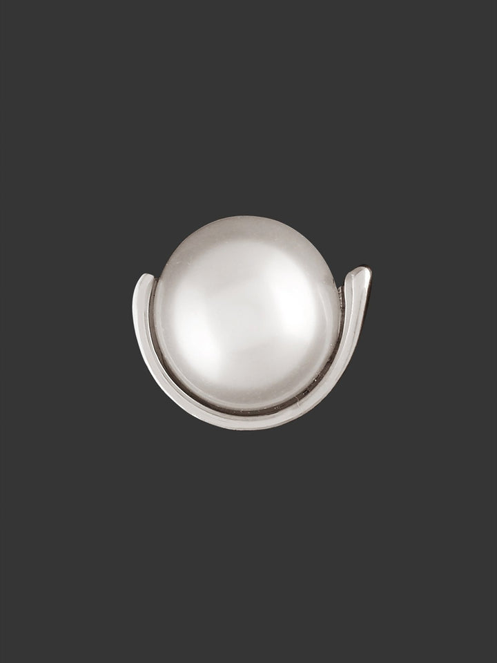 Shiny Silver Color Round Shape Fancy Pearl Button