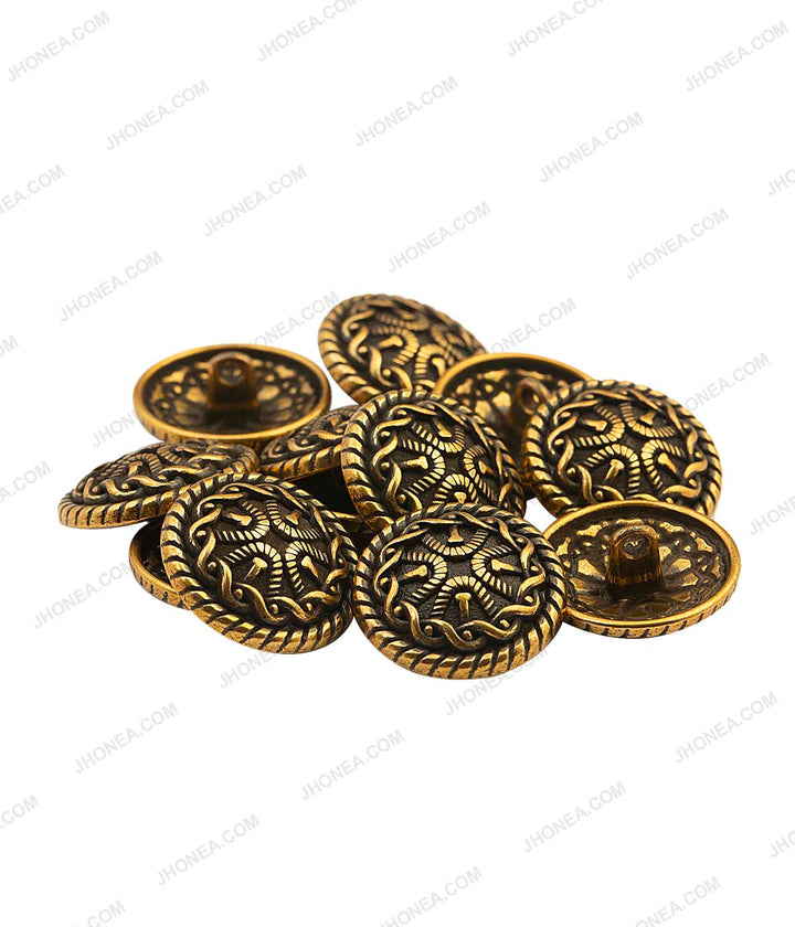 Designer Antique Gold Metal Buttons for Bandhgala Jackets