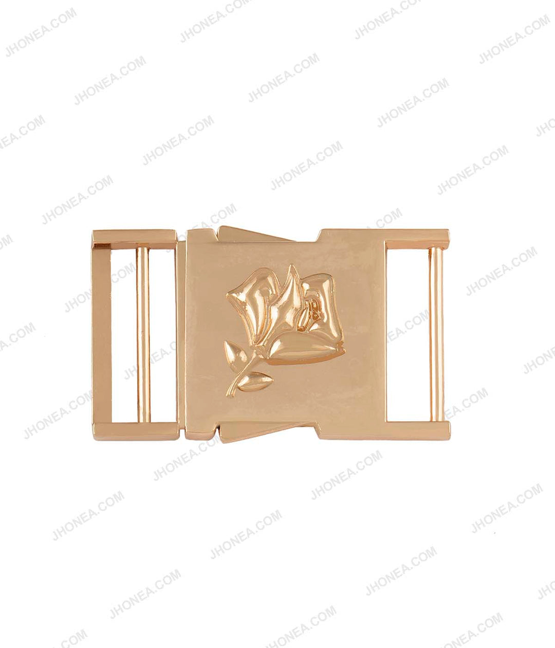 Smooth Shiny Gold Rose Embossed Side Release Buckle