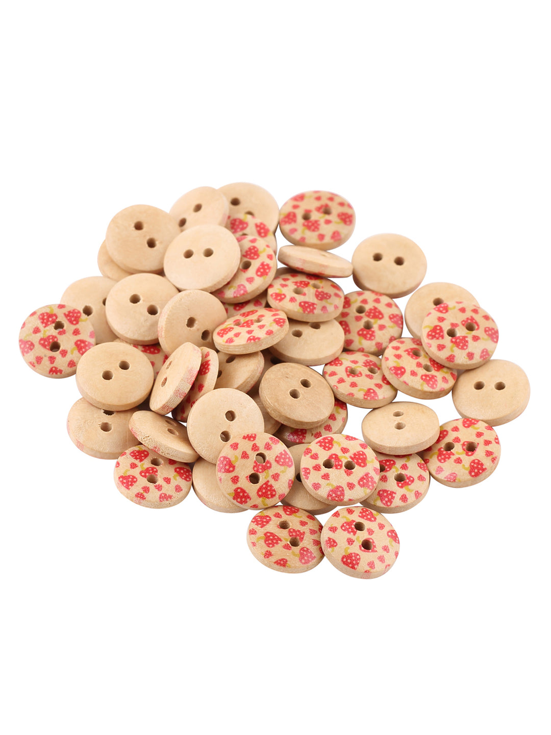 Heart Printed Wooden Buttons for Kids Clothing 12mm