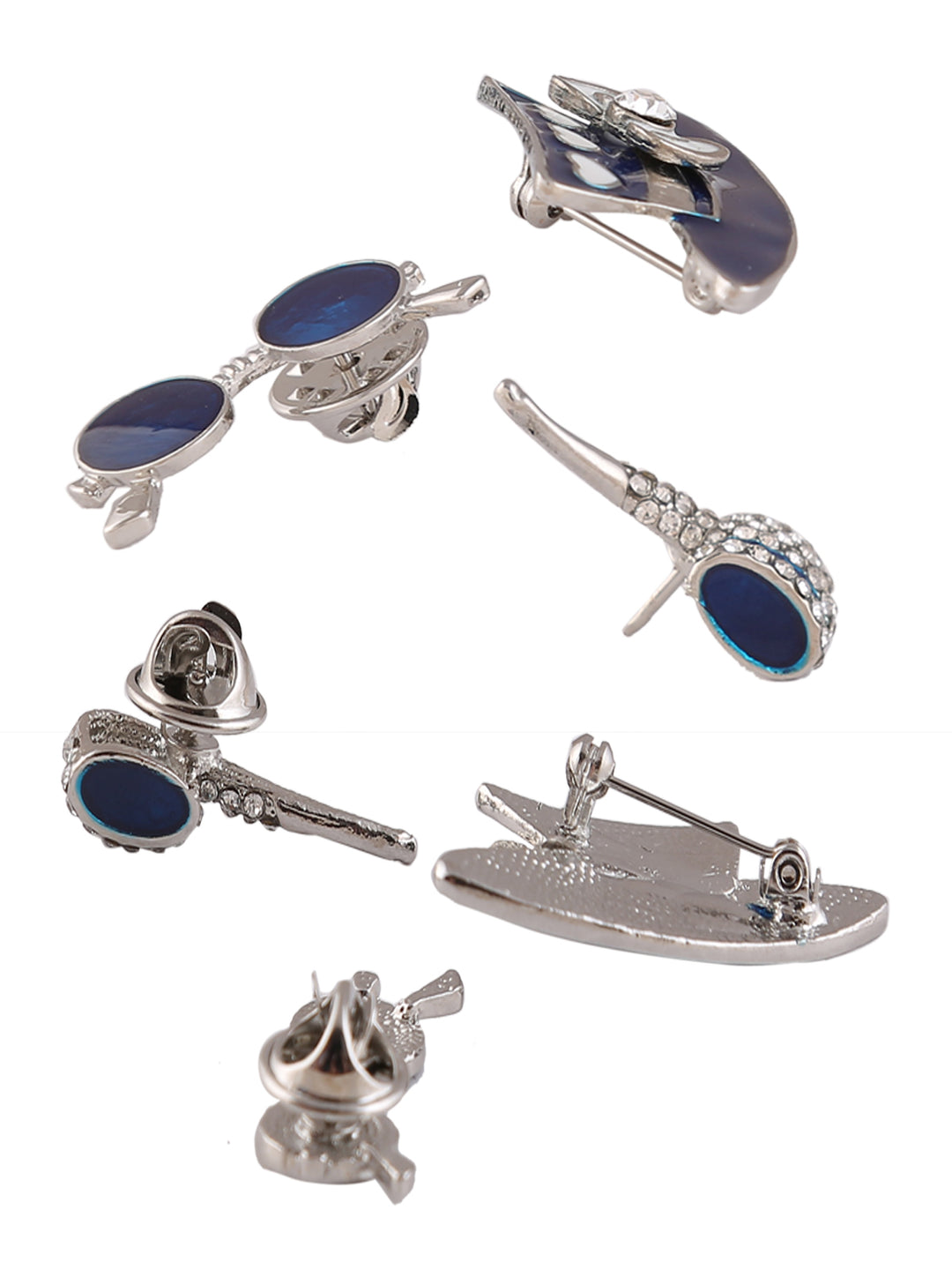 Set of 3 Classic & Stylish Shiny Silver Metal Pin Brooch