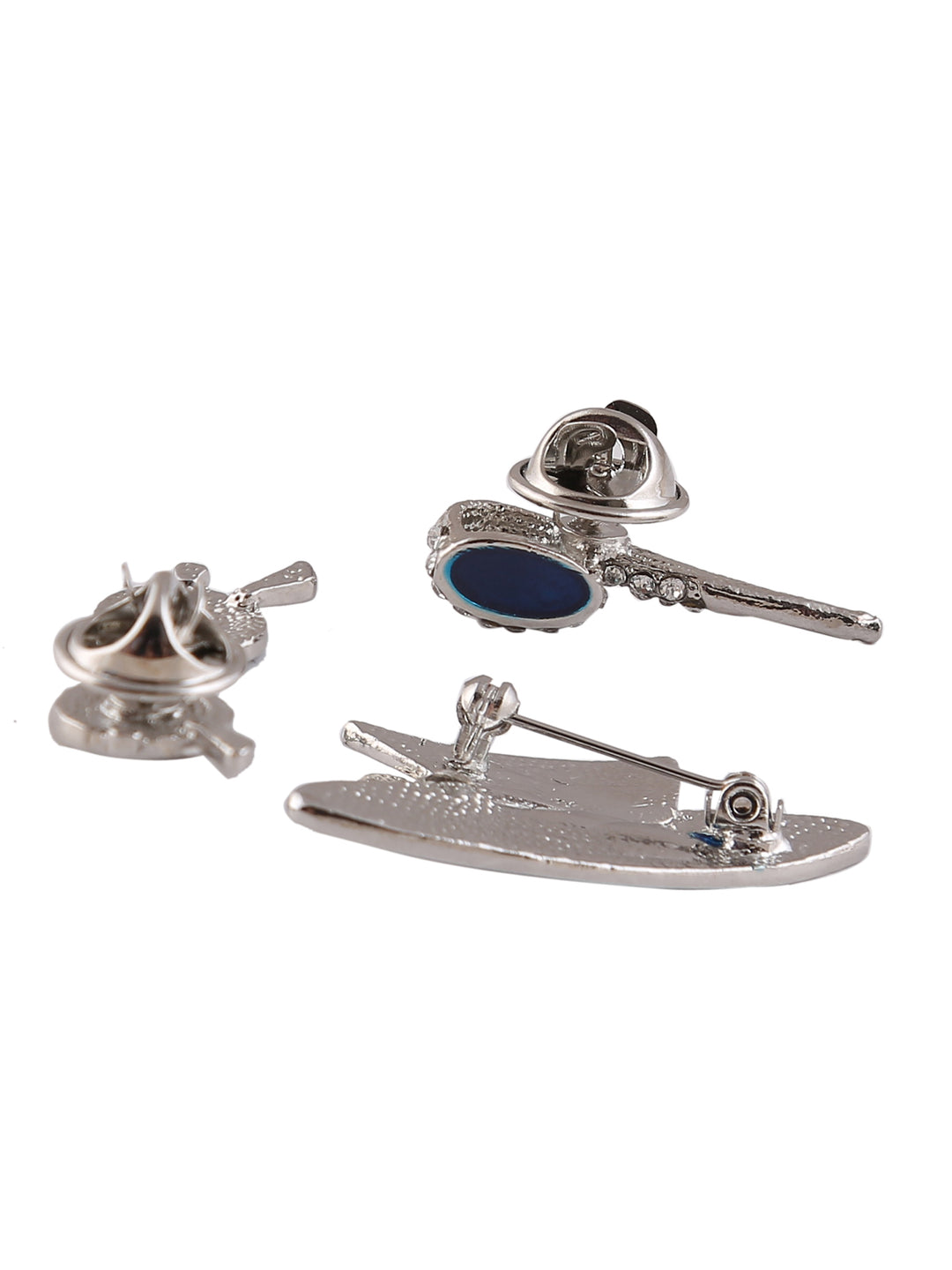 Set of 3 Classic & Stylish Shiny Silver Metal Pin Brooch