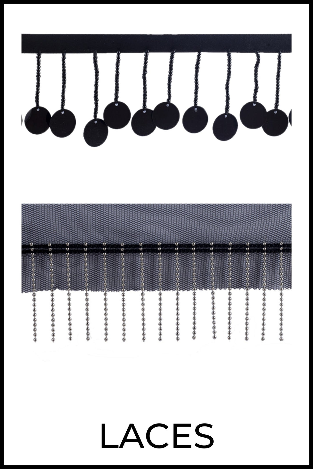 Laces and borders are of good quality and are finished with fineness. Sew on laces and trims embellished with beads and sequins and tassels to add a finishing touch to any clothing.