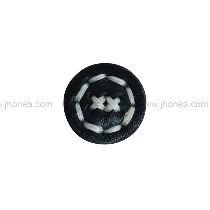 Fancy 17mm(28L) Black with White PU Leather Downhole Loop Buttons