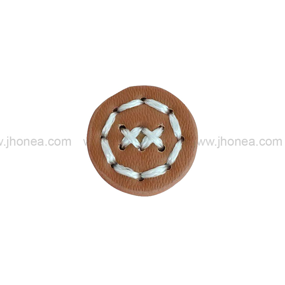 Fancy 17mm(28L) Brown with White PU Leather Downhole Loop Buttons