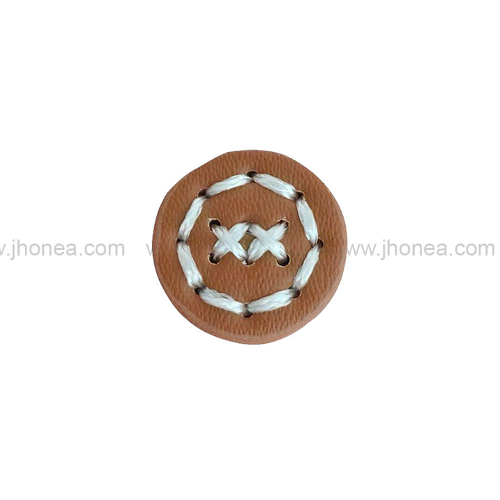 Fancy 17mm(28L) Brown with White PU Leather Downhole Loop Buttons