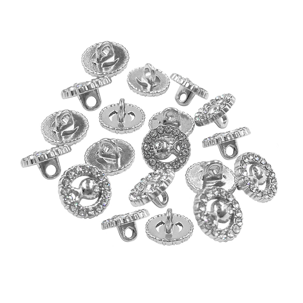 Shiny Glittery Round Diamond Fancy Party Wear Metal Buttons