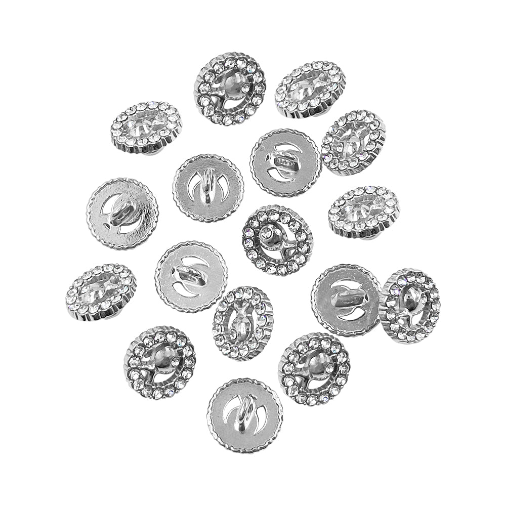 Shiny Glittery Round Diamond Fancy Party Wear Metal Buttons