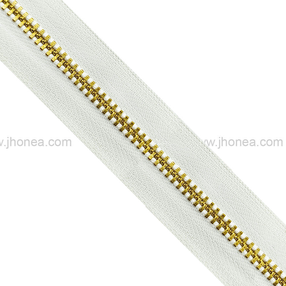 YKK #3 Number Premium Quality Gold with White Tape YKK Metal Zipper Rolls