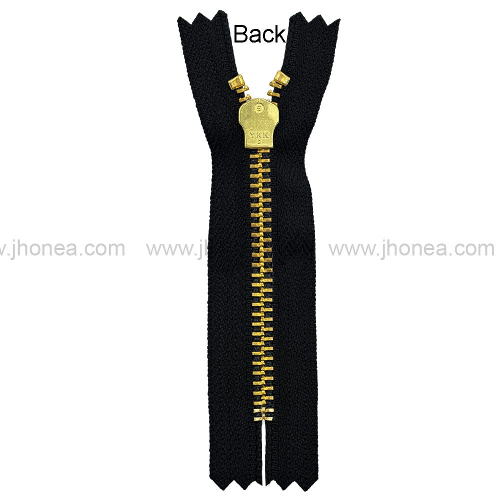 YKK- #5 Quality Designer Gold with Black/White YKK Metal Zipper for Jackets