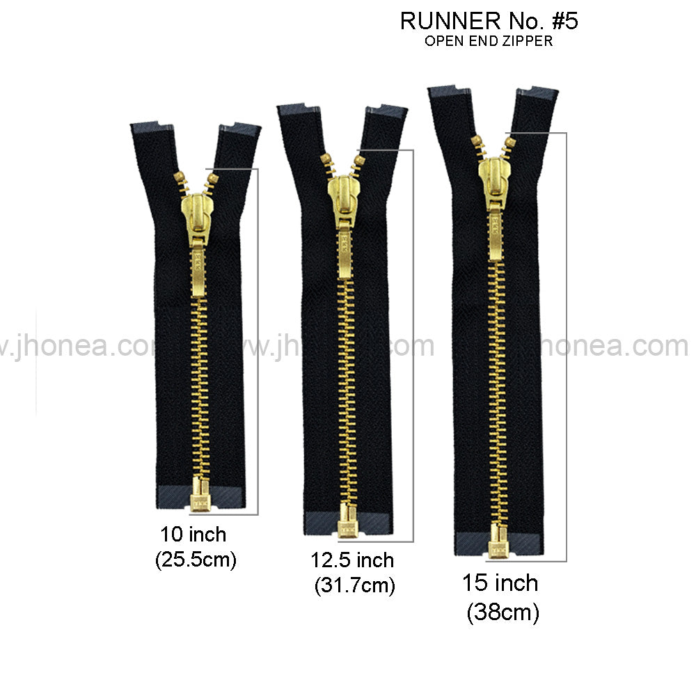 YKK- #5 Quality Designer Gold with Black/White YKK Metal Zipper for Jackets