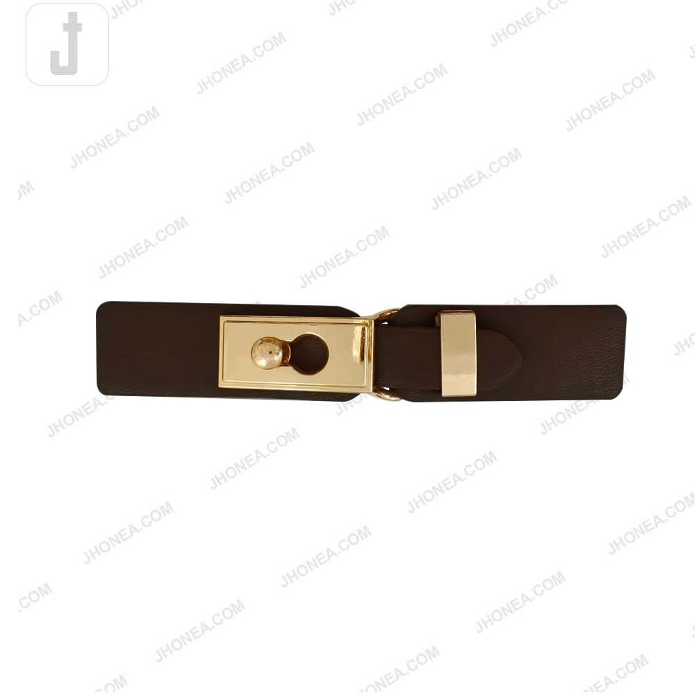 Chic Dark Brown PU Leather Decorative Clasp Belt Buckle for Dresses & Jackets