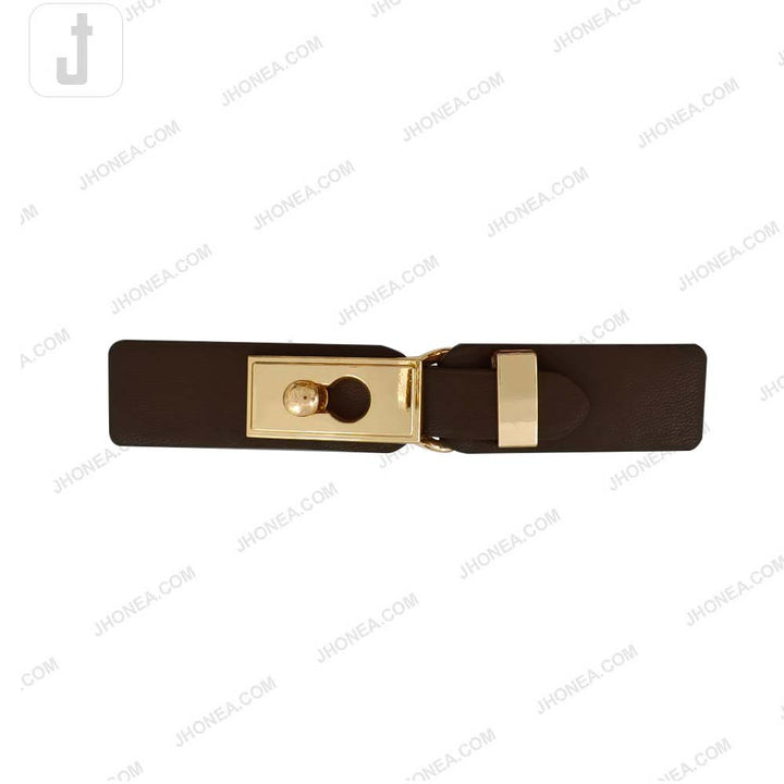 Chic Dark Brown PU Leather Decorative Clasp Belt Buckle for Dresses & Jackets