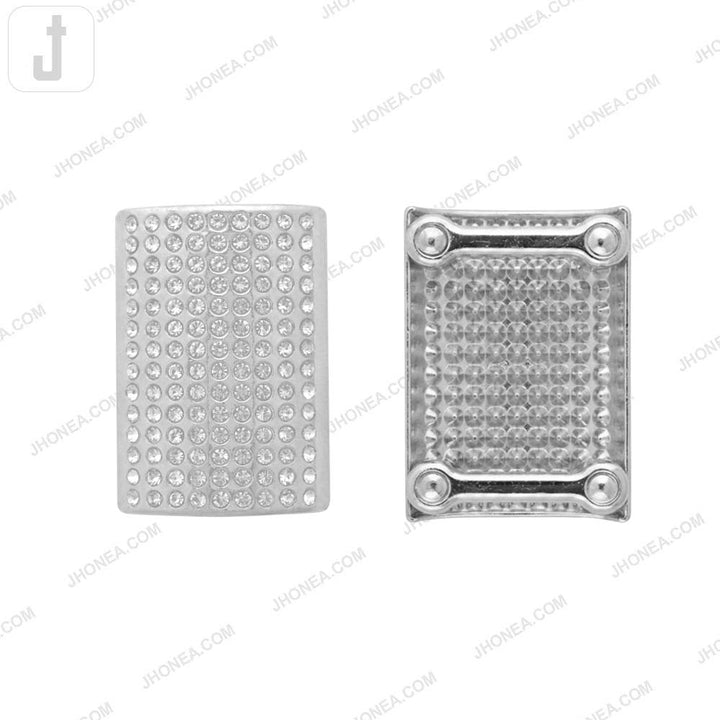 Shiny Silver Rectangle Diamond Buckle for Garments