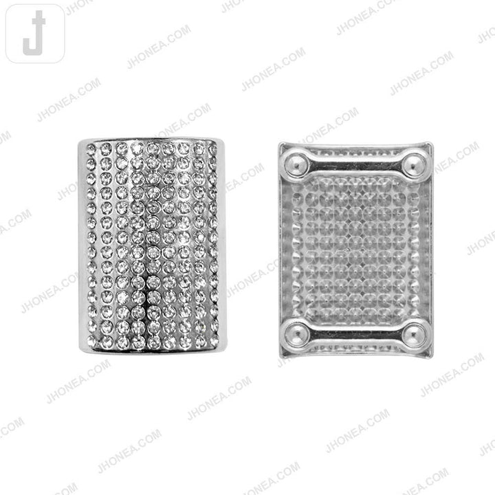 Shiny Silver Rectangle Diamond Buckle for Garments